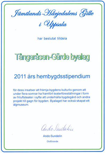 2011 års hembygdsstipendium